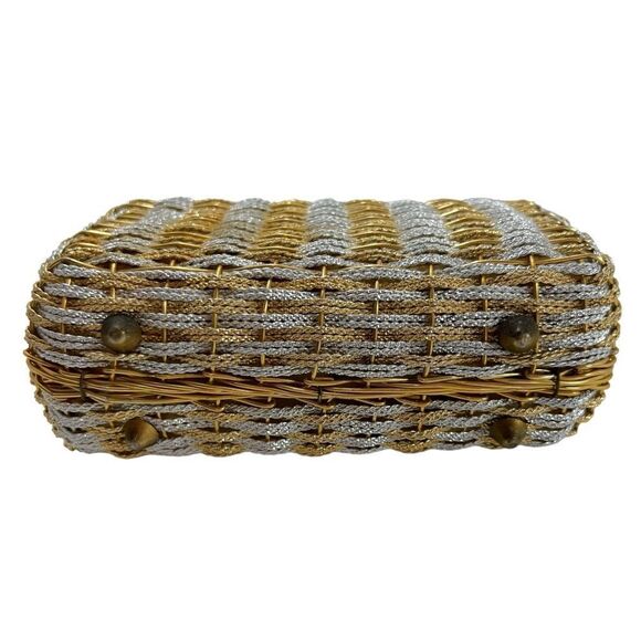 KORET Vintage 60’s Gold & Silver Woven Metal Handbag - Picture 5 of 12